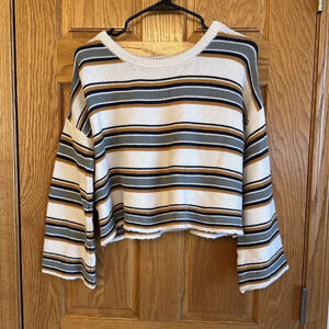 OTHERS FOLLOW Knit Striped Pullover Cropped Sweater Womens Medium oversized
